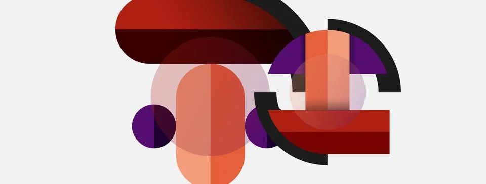 Geometric shapes composition abstract background. Circles lines and rectangles Stock Illustration