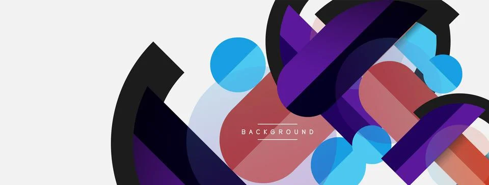Geometric shapes composition abstract background. Circles lines and rectangles Stock Illustration