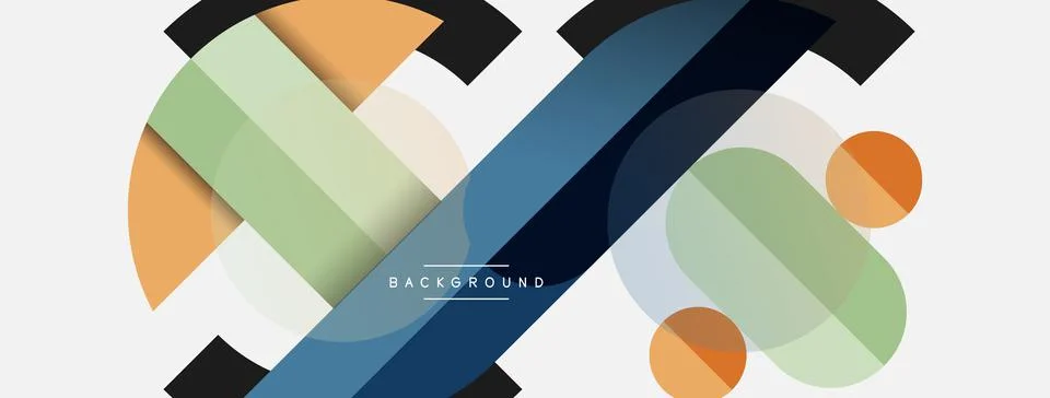 Geometric shapes composition abstract background. Circles lines and rectangles Illustrazione stock