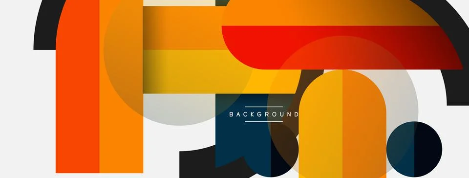 Geometric shapes composition abstract background. Circles lines and rectangles Stock Illustration