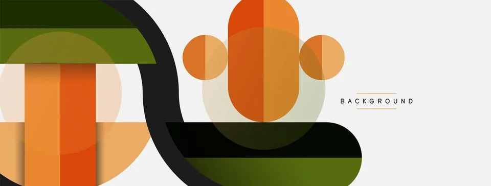 Geometric shapes composition abstract background. Circles lines and rectangles Stock Illustration