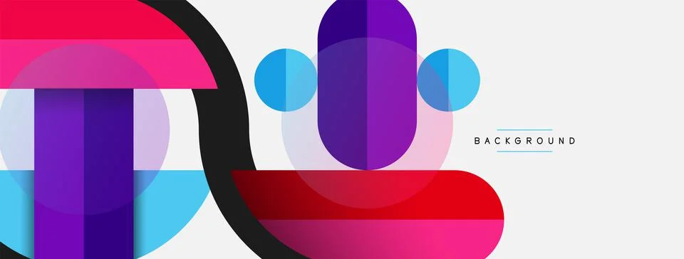 Geometric shapes composition abstract background. Circles lines and rectangles 库存插图
