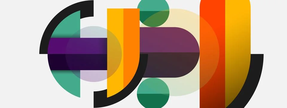 Geometric shapes composition abstract background. Circles lines and rectangles 스톡 일러스트