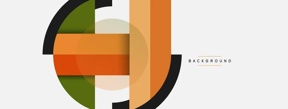 Geometric shapes composition abstract background. Circles lines and rectangles Stock Illustration