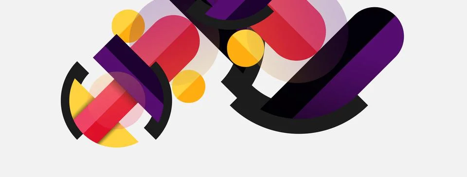Geometric shapes composition abstract background. Circles lines and rectangles Illustrazione stock
