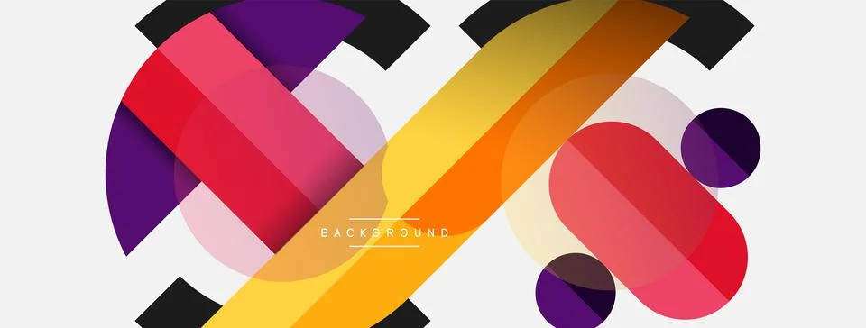 Geometric shapes composition abstract background. Circles lines and rectangles Stock Illustration