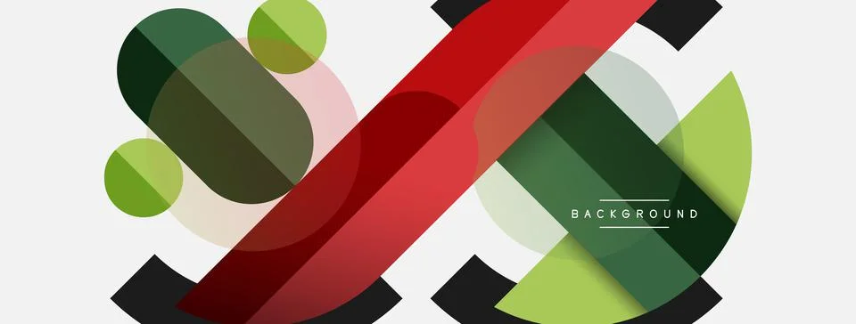 Geometric shapes composition abstract background. Circles lines and rectangles Stock Illustration