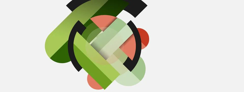 Geometric shapes composition abstract background. Circles lines and rectangles Stock Illustration