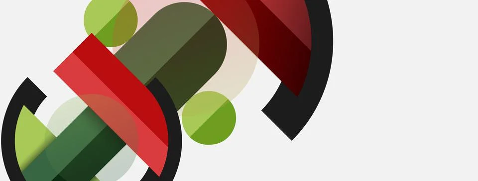 Geometric shapes composition abstract background. Circles lines and rectangles Stock Illustration