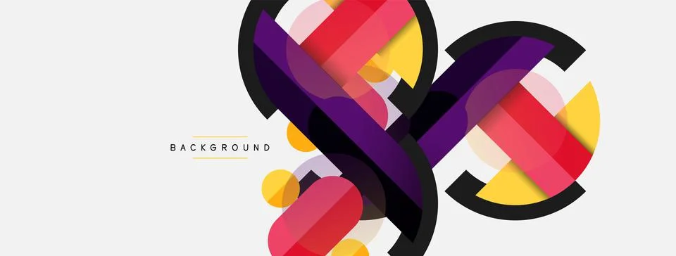 Geometric shapes composition abstract background. Circles lines and rectangles Illustrazione stock