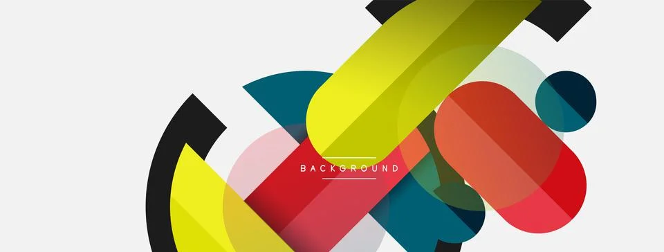Geometric shapes composition abstract background. Circles lines and rectangles Illustrazione stock