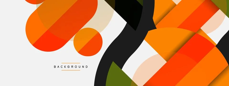 Geometric shapes composition abstract background. Circles lines and rectangles Illustrazione stock