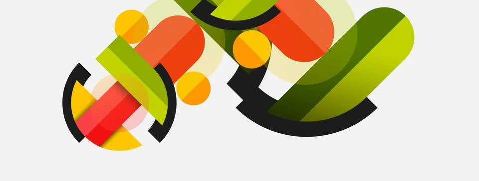 Geometric shapes composition abstract background. Circles lines and rectangles Illustrazione stock