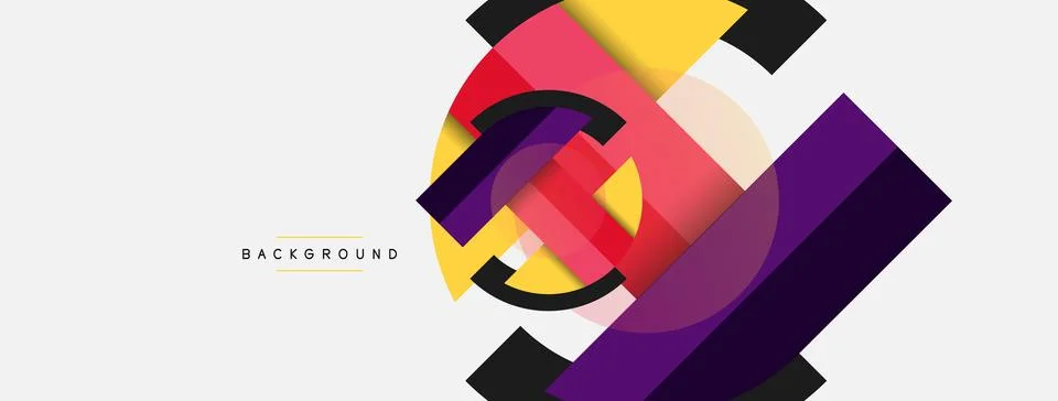 Geometric shapes composition abstract background. Circles lines and rectangles Illustrazione stock