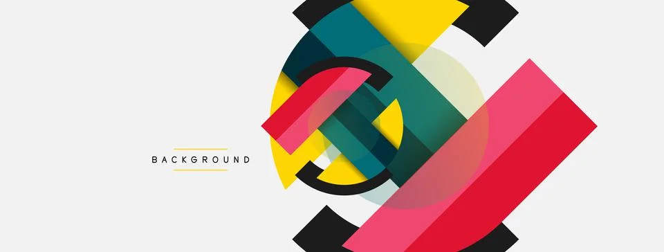 Geometric shapes composition abstract background. Circles lines and rectangles イラスト素材