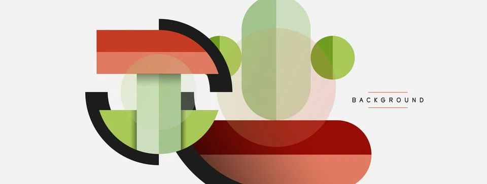 Geometric shapes composition abstract background. Circles lines and rectangles Illustrazione stock
