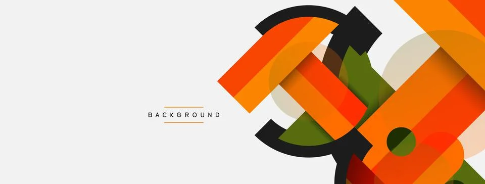 Geometric shapes composition abstract background. Circles lines and rectangles Illustrazione stock