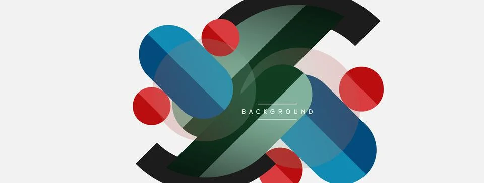 Geometric shapes composition abstract background. Circles lines and rectangles Stock Illustration