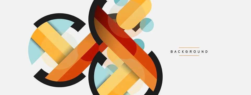 Geometric shapes composition abstract background. Circles lines and rectangles Stock Illustration