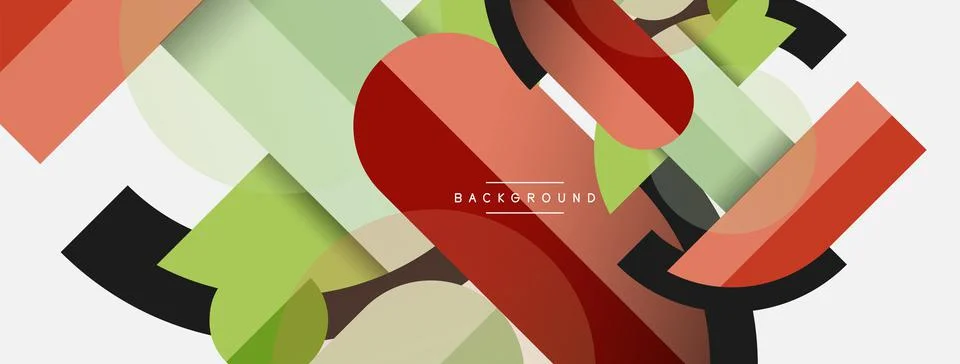 Geometric shapes composition abstract background. Circles lines and rectangles Illustrazione stock