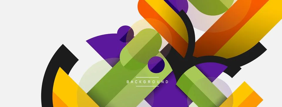 Geometric shapes composition abstract background. Circles lines and rectangles Illustrazione stock
