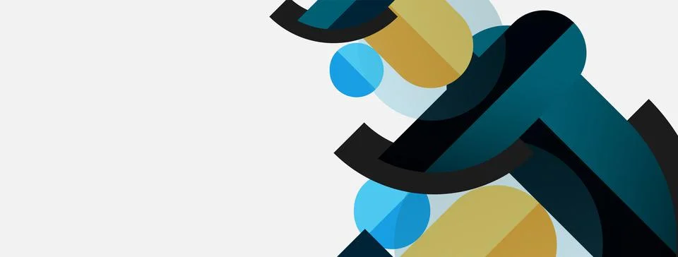 Geometric shapes composition abstract background. Circles lines and rectangles 스톡 일러스트