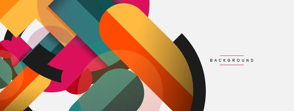 Geometric shapes composition abstract background. Circles lines and rectangles イラスト素材