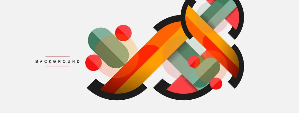 Geometric shapes composition abstract background. Circles lines and rectangles Stock Illustration
