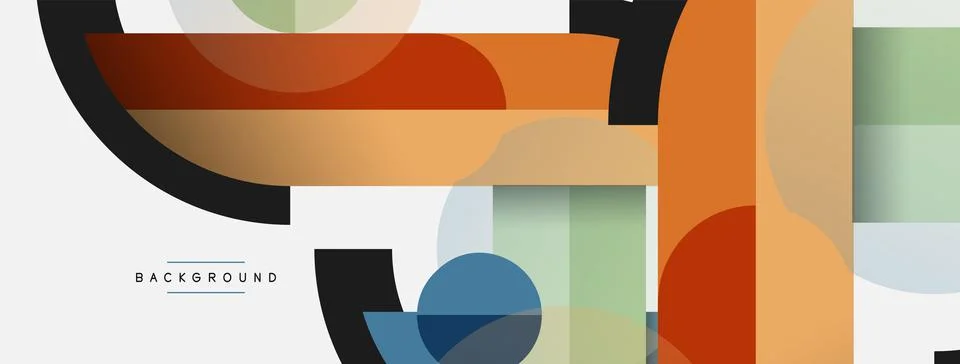 Geometric shapes composition abstract background. Circles lines and rectangles 스톡 일러스트