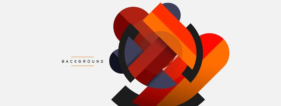 Geometric shapes composition abstract background. Circles lines and rectangles Illustrazione stock