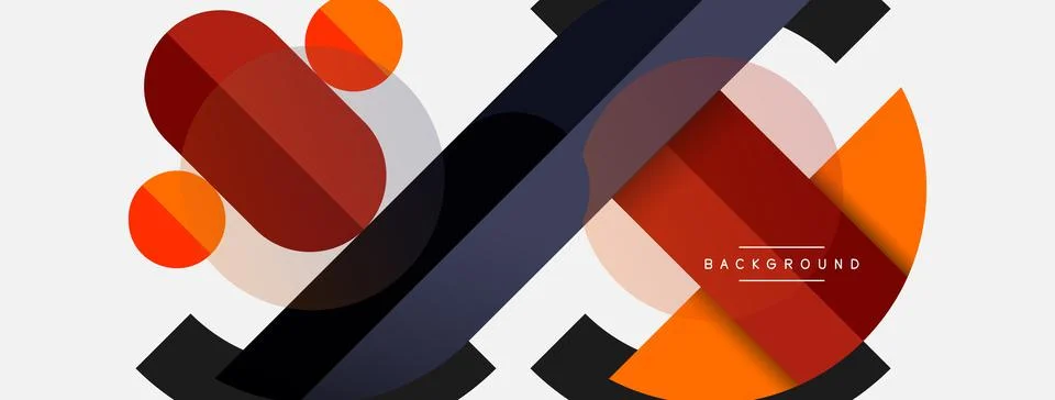 Geometric shapes composition abstract background. Circles lines and rectangles Stock Illustration