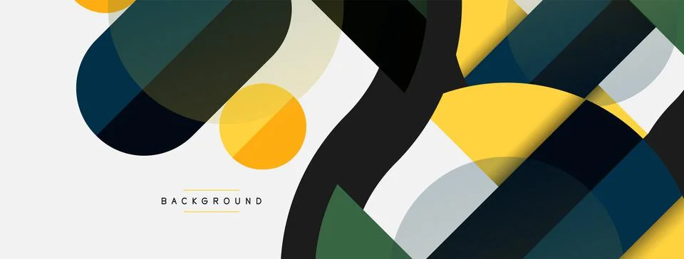Geometric shapes composition abstract background. Circles lines and rectangles Illustrazione stock