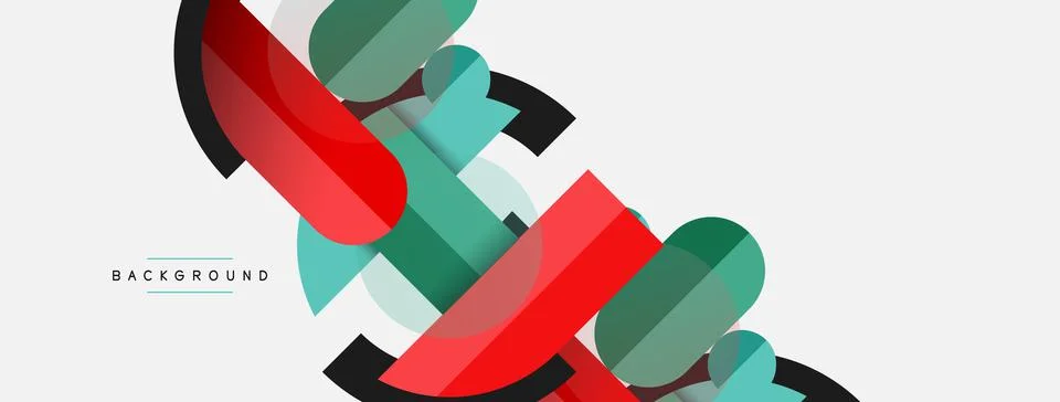 Geometric shapes composition abstract background. Circles lines and rectangles Stock Illustration