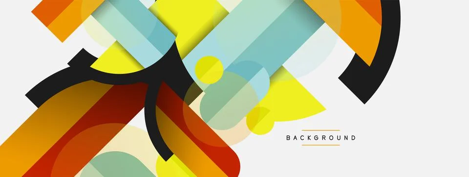 Geometric shapes composition abstract background. Circles lines and rectangles 스톡 일러스트