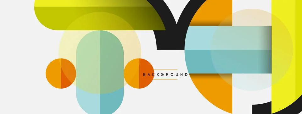 Geometric shapes composition abstract background. Circles lines and rectangles 스톡 일러스트
