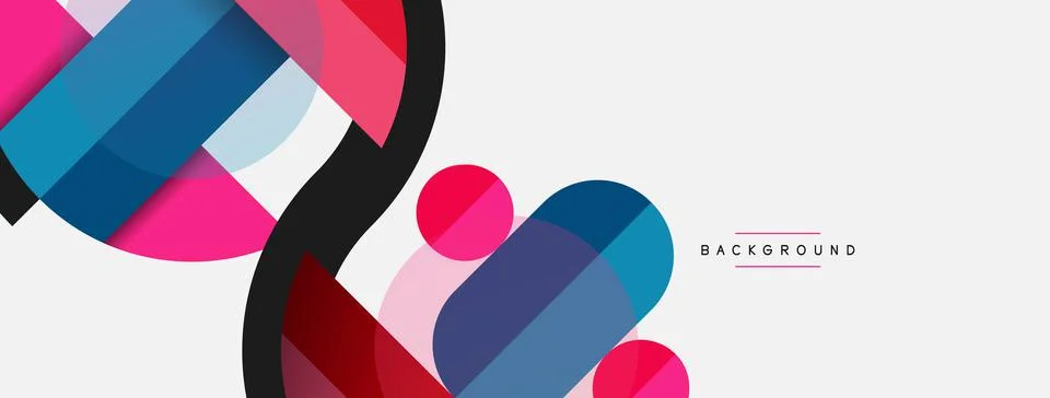 Geometric shapes composition abstract background. Circles lines and rectangles Illustrazione stock