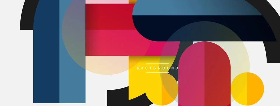 Geometric shapes composition abstract background. Circles lines and rectangles Illustrazione stock