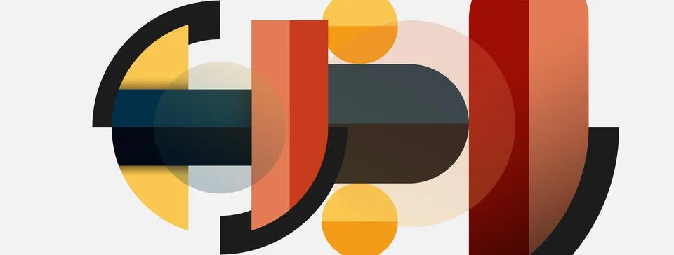 Geometric shapes composition abstract background. Circles lines and rectangles 스톡 일러스트