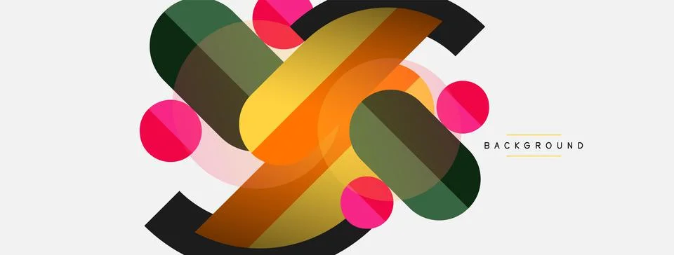 Geometric shapes composition abstract background. Circles lines and rectangles Stock Illustration
