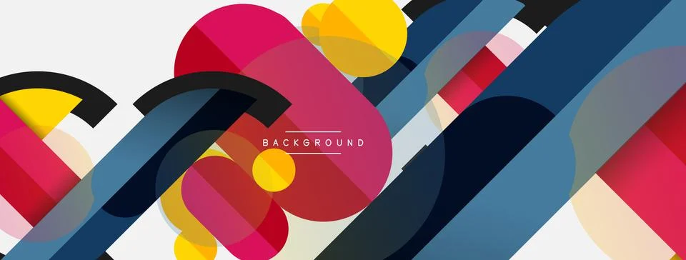 Geometric shapes composition abstract background. Circles lines and rectangles Stock Illustration