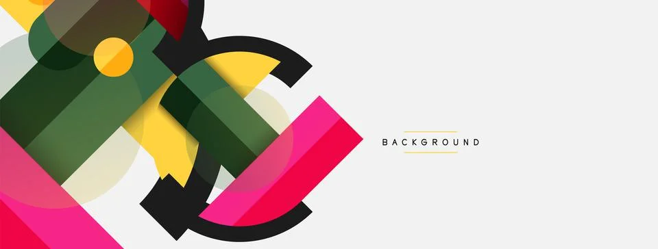 Geometric shapes composition abstract background. Circles lines and rectangles Illustration
