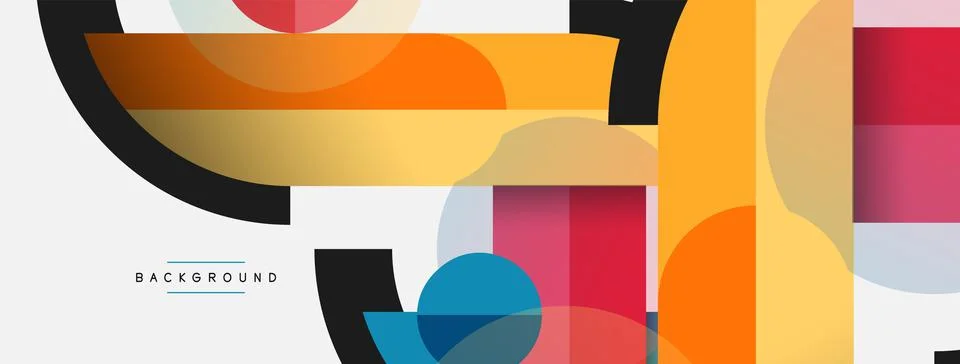 Geometric shapes composition abstract background. Circles lines and rectangles 스톡 일러스트