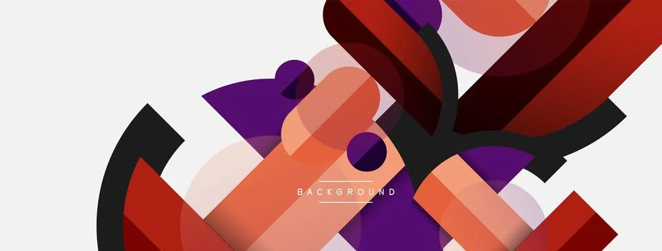 Geometric shapes composition abstract background. Circles lines and rectangles Stock Illustration