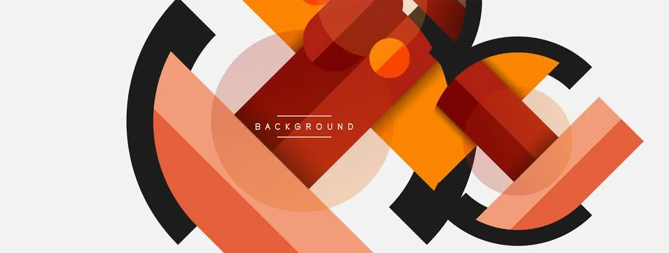 Geometric shapes composition abstract background. Circles lines and rectangles 库存插图