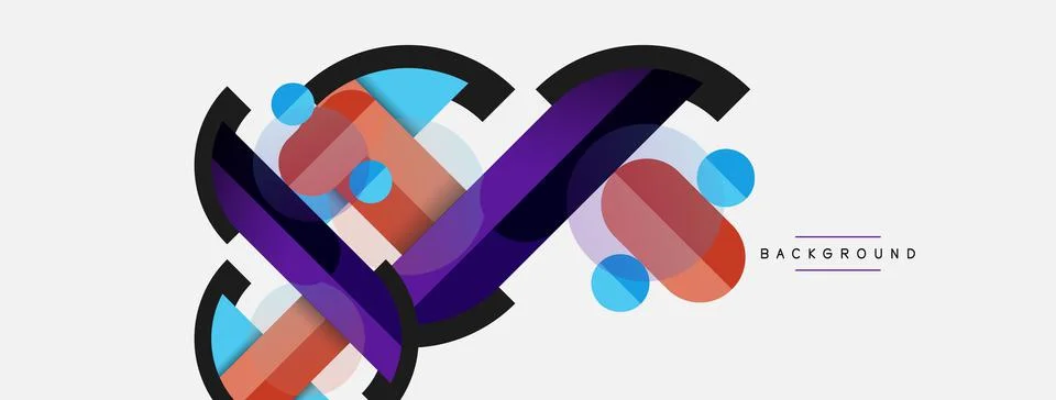 Geometric shapes composition abstract background. Circles lines and rectangles Stock Illustration