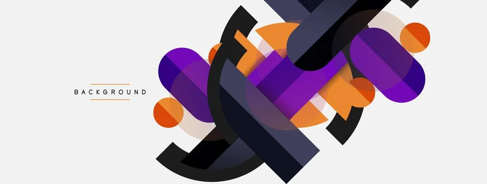 Geometric shapes composition abstract background. Circles lines and rectangles Illustration