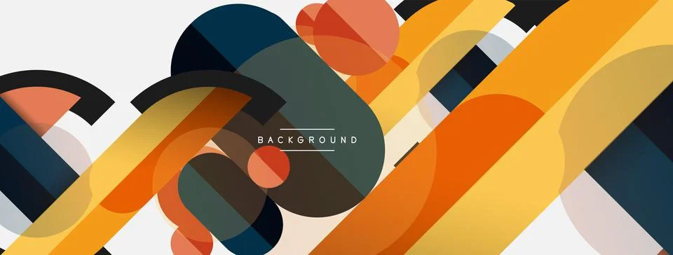 Geometric shapes composition abstract background. Circles lines and rectangles Stock Illustration