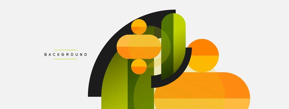 Geometric shapes composition abstract background. Circles lines and rectangles Stock Illustration