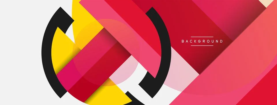 Geometric shapes composition abstract background. Circles lines and rectangles イラスト素材