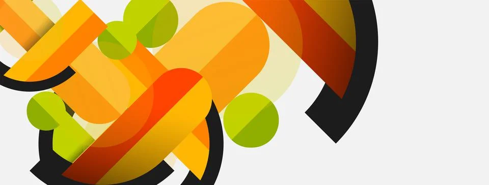 Geometric shapes composition abstract background. Circles lines and rectangles イラスト素材